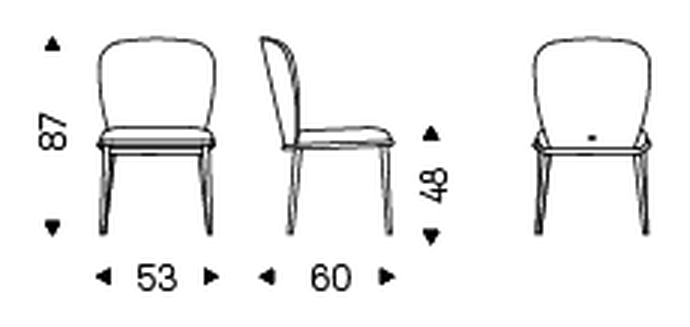 Chris ML Dining Chair by Cattelan Italia, size drawing