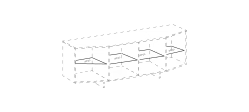 Angle Sideboard by Ditre Italia, size drawing: Set of internal glass shelves for high sideboard