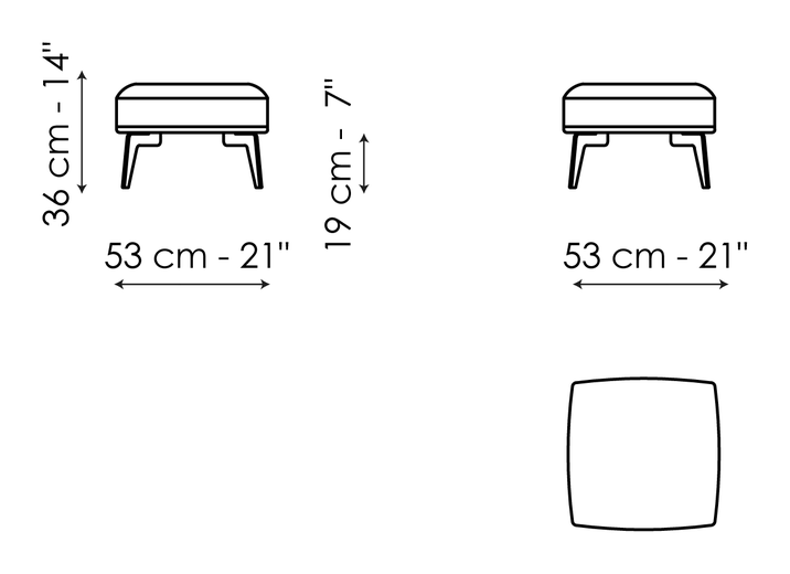 Lovy Armchair by Bonaldo, size drawing: Lovy pouf