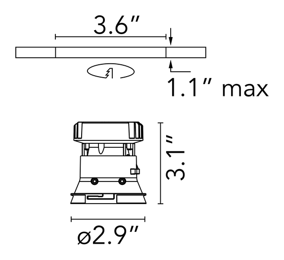 Kap 80 Non IC Downlight by Flos, size drawing: Kap Ø 80 Fixed