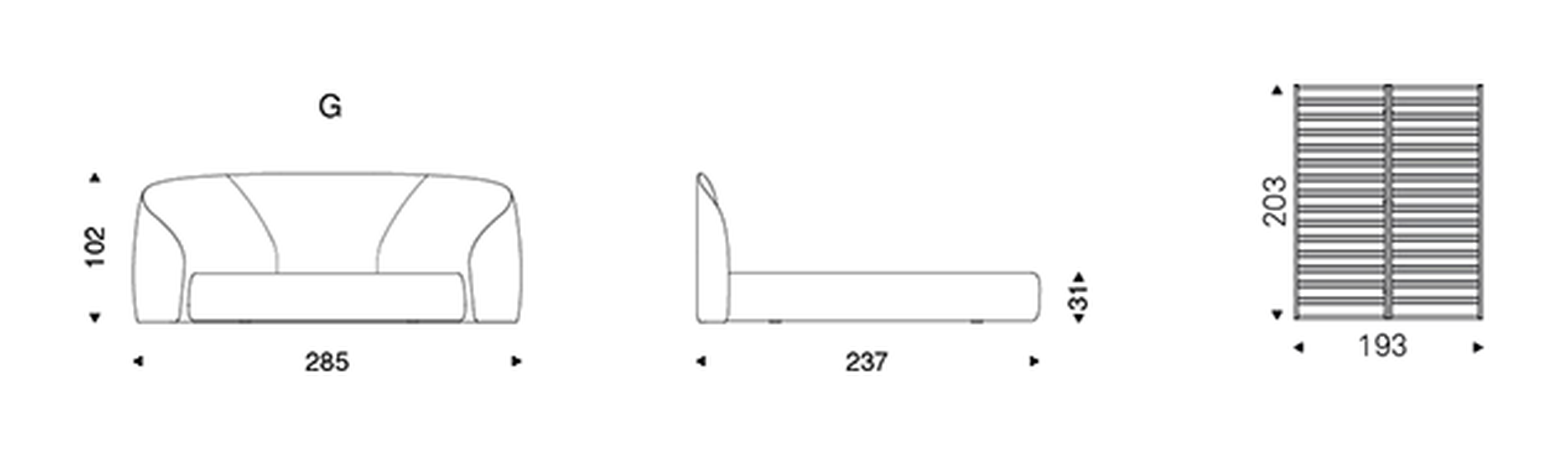 Richard Bed by Cattelan Italia, size drawing 5
