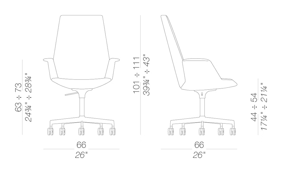Uno S242 Chair by LaPalma, size drawing