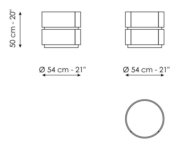 Moneypenny Drawer Cabinet by Bonaldo, size drawing: Moneypenny low