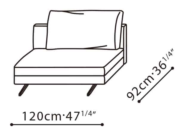Wake Sofa by Camerich, size drawing: C01D0201
