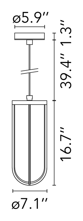In Vitro Suspension Pendant Lamp by Flos, size drawing