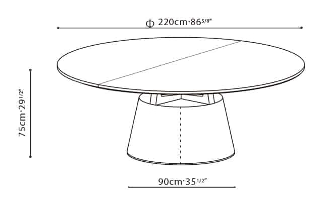 Unity Dining Table L by Camerich, size drawing: CF5B0804
