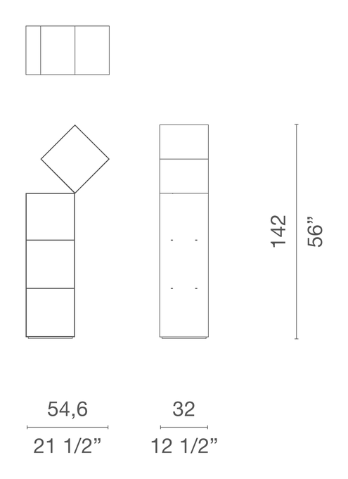 Drop Bookshelf by Cappellini, size drawing: DR_2