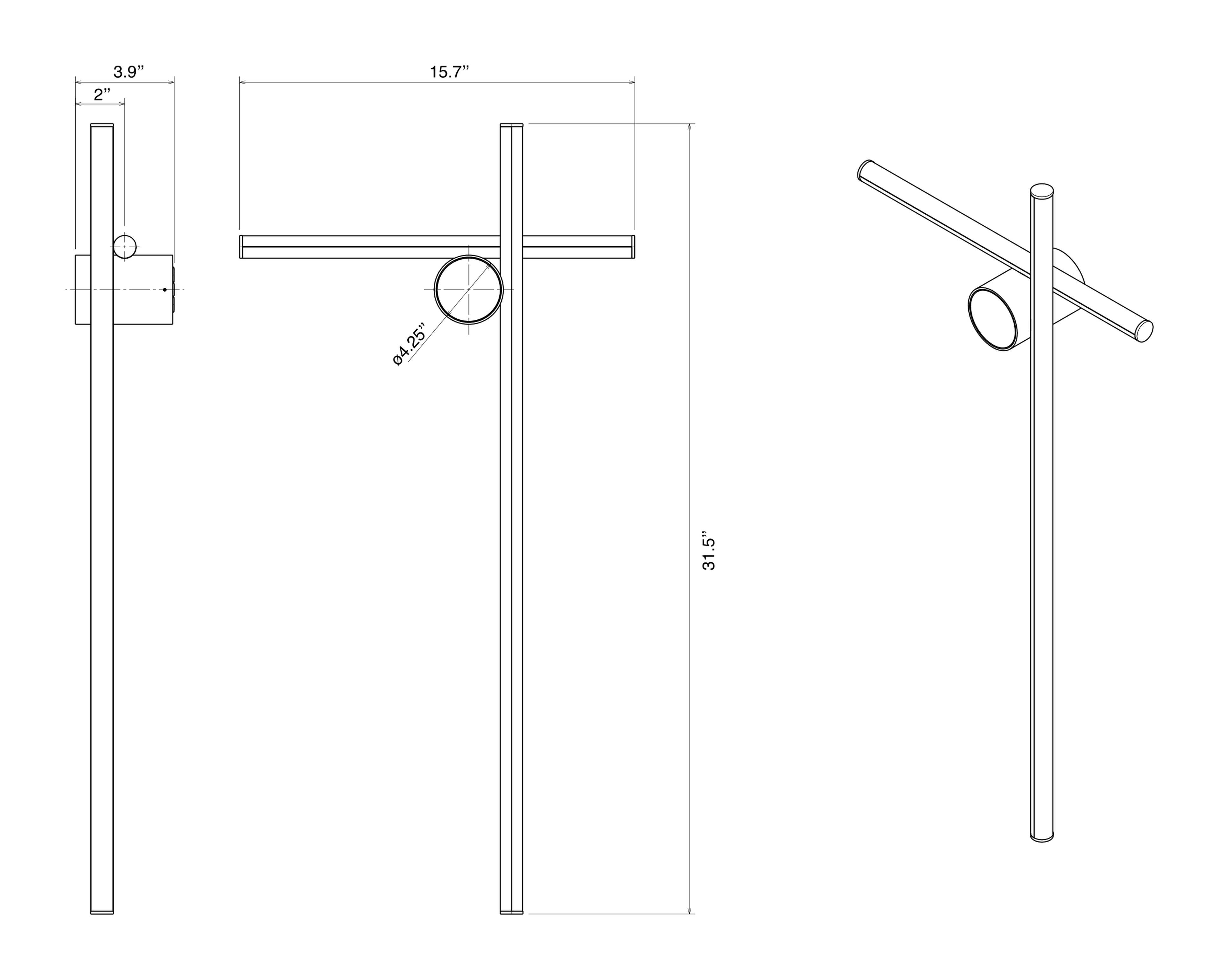Coordinates Wall Lamp by Flos, size drawing: Coordinates Wall 2