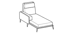 Kris Sofa by Ditre Italia, size drawing: Dormeuse
