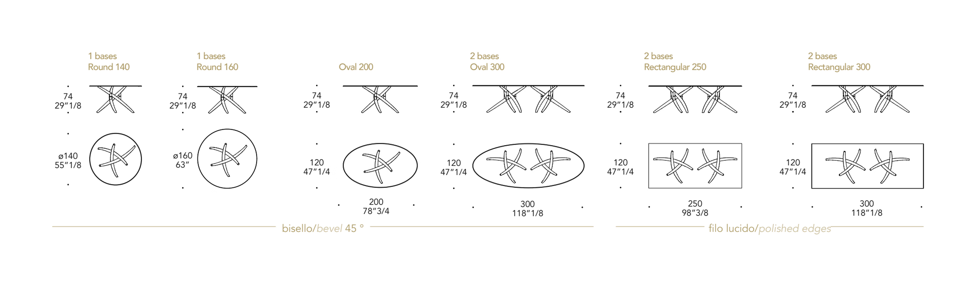 Fili d’Erba 72 Dining Table by Reflex, size drawing 2