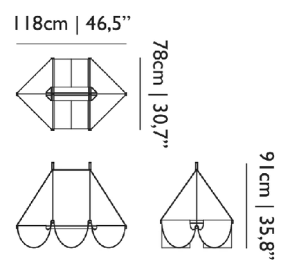 Drape Light Pendant by Moooi, size drawing: 118