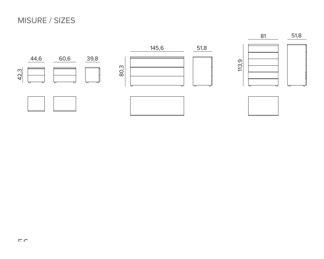Cooper Storage Collection by Tomasella, size drawing