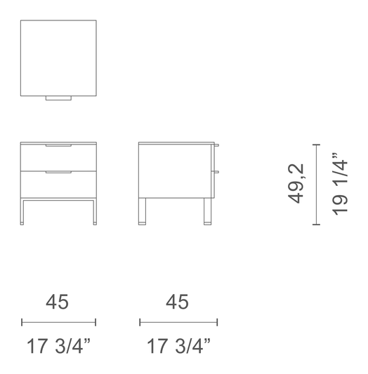 Brest Cabinet by Cappellini, size drawing: B2CQ5Q / B2CQ5QB