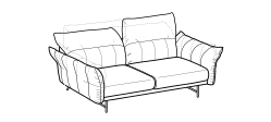 On Line Sofa by Ditre Italia, size drawing: 2-seat sofa