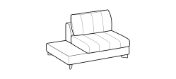 Luvon Sofa by Ditre Italia, size drawing: 1-seat central element with top