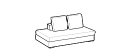 Bijoux 2.0 Sofa by Ditre Italia, size drawing: 2-seat central element with footstool