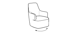 Luna Armchair by Ditre Italia, size drawing: Swivel armchair high