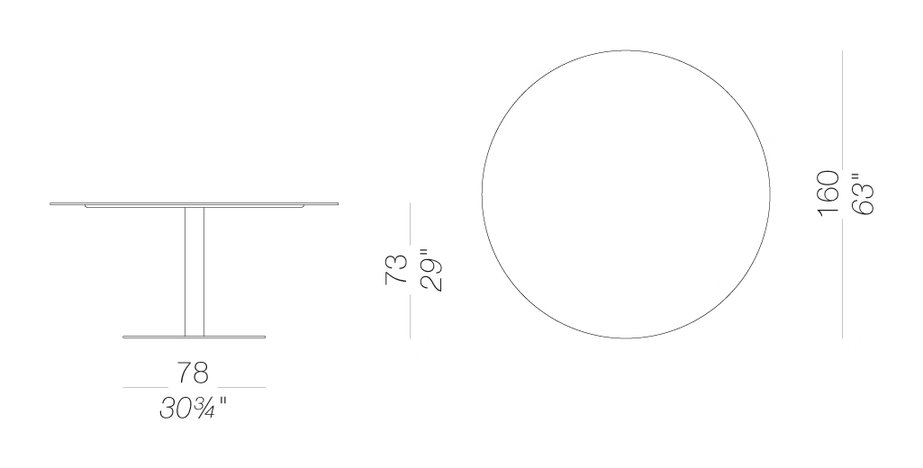 Rondò 160 Table by LaPalma, size drawing