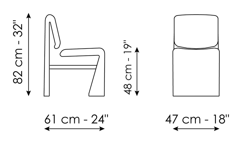 Avant-Garde Chair by Bonaldo, size drawing