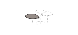 Tris Coffee Table by Ditre Italia, size drawing: Top diameter 60cm