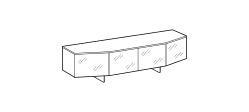 Angle Sideboard by Ditre Italia, size drawing: Low sideboard with wooden top and mirror doors