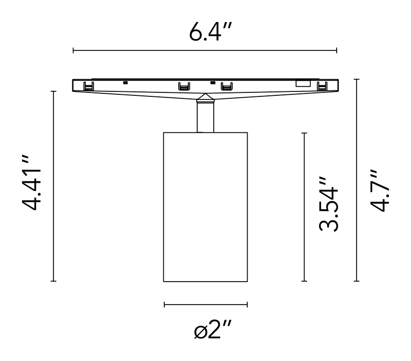 Light Shadow Spot 45 Module, Zero Track Pro by Flos, size drawing
