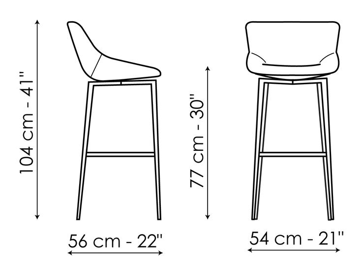 Artika Too Stool by Bonaldo, size drawing: Artika too H 77