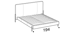 Alar Bed by Ditre Italia, size drawing: Double size bed for 180x200 cm mattress