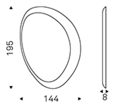 Ascot Magnum Wall Mirror by Cattelan Italia, size drawing