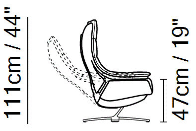 Re-Vive Quilted Recliner by Natuzzi Italia, size drawing