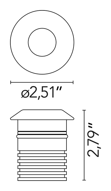 Landlord Ground Ø64 Recessed Light by Flos, size drawing