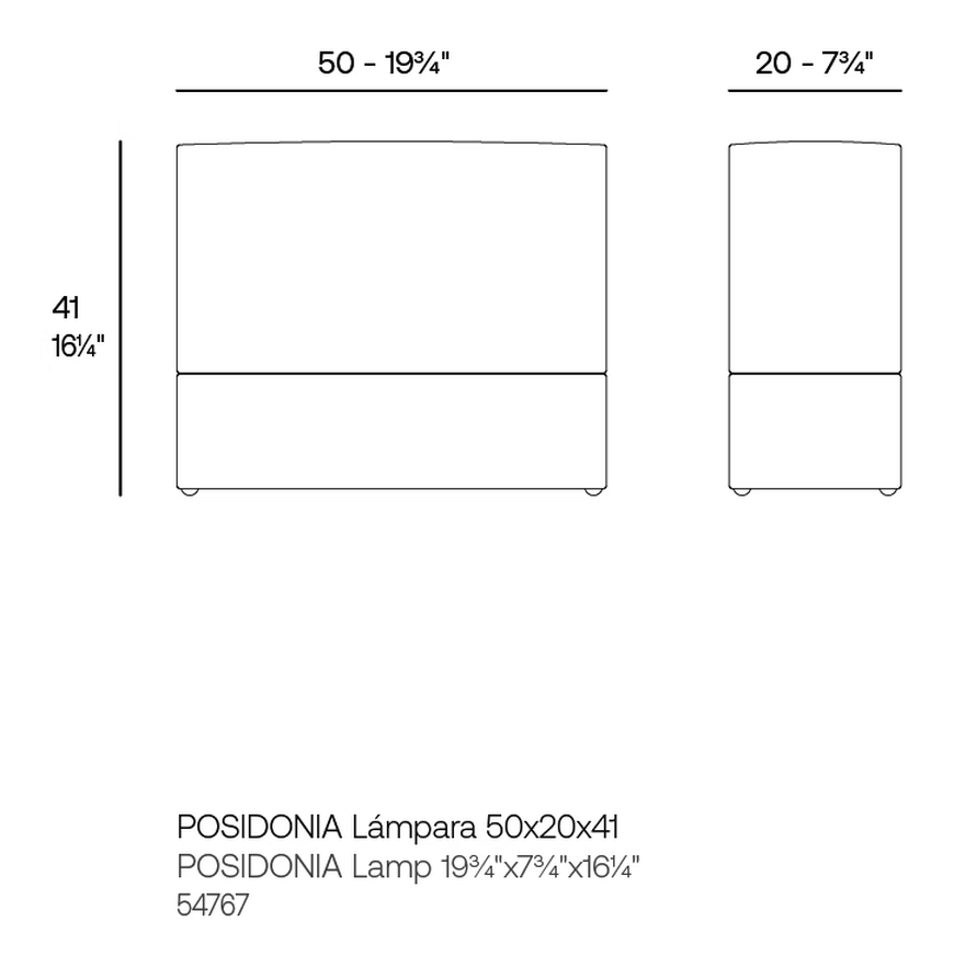 Posidonia Lamp by Vondom, size drawing