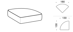 Isla Sofa by Ditre Italia, size drawing: Round corner base