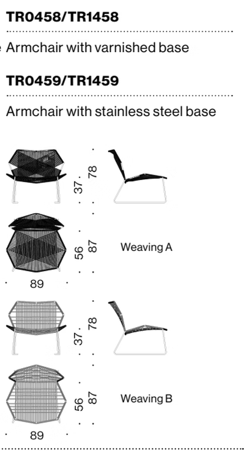 Tropicalia Armchair by Moroso, size drawing: Armchair