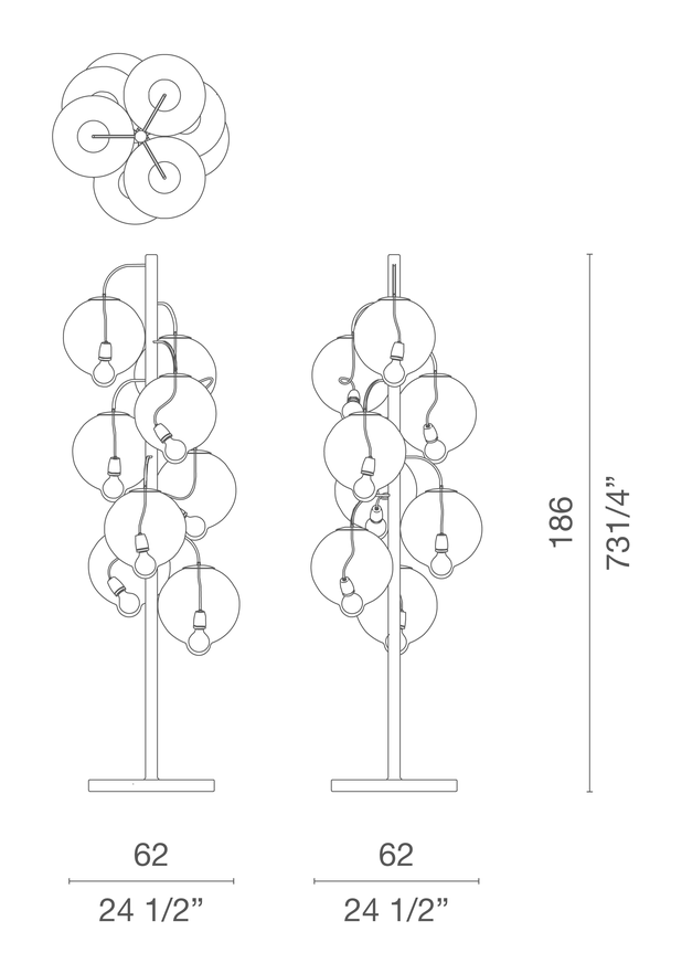 Meltdown Lamp by Cappellini, size drawing: PO_1403