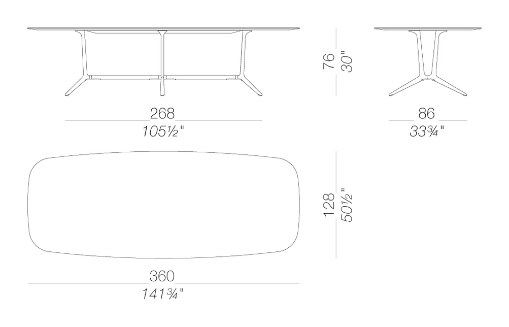Trail Double Table by LaPalma, size drawing