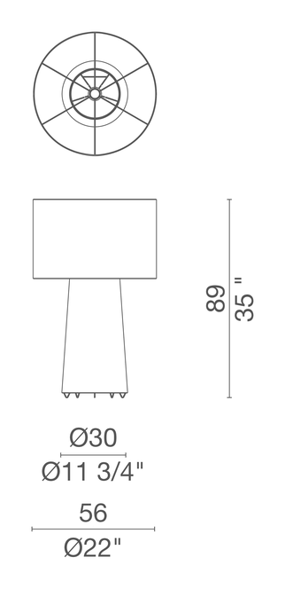 Big Shadow Floor Lamp by Cappellini, size drawing: PO_9811