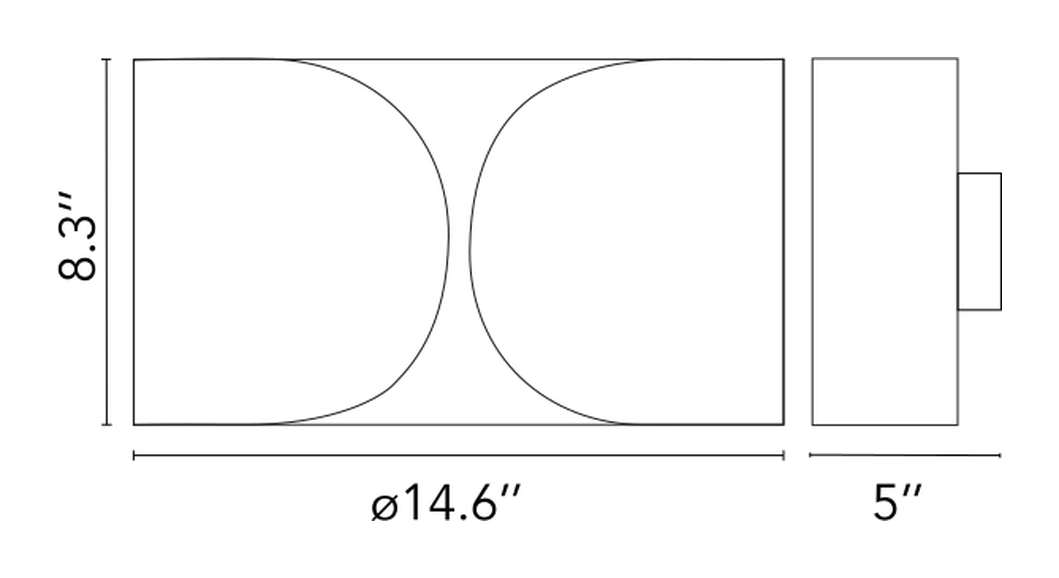 Foglio Wall Lamp by Flos, size drawing