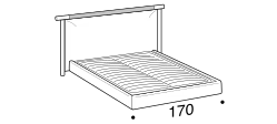 Nathan Bed by Ditre Italia, size drawing: Queen size bed for 153x203 cm mattress