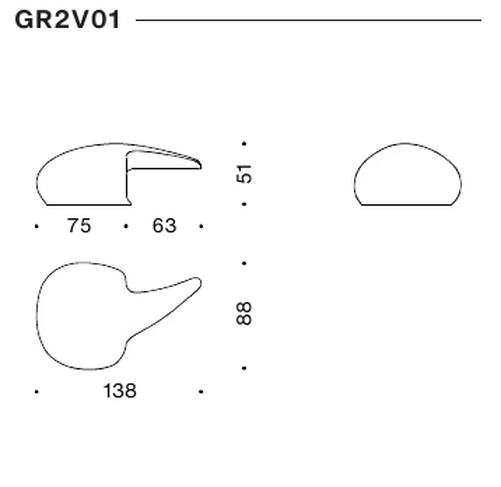 Gruuvelot Sofa Elements by Moroso, size drawing 1