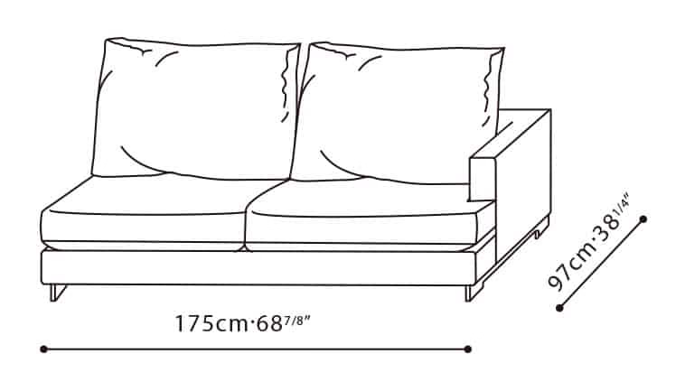 Easytime Sofa by Camerich, size drawing: C01F0906