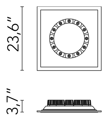 Circle of Light Ceiling Structure by Flos, size drawing: Circle of Light 12" Soft Piece