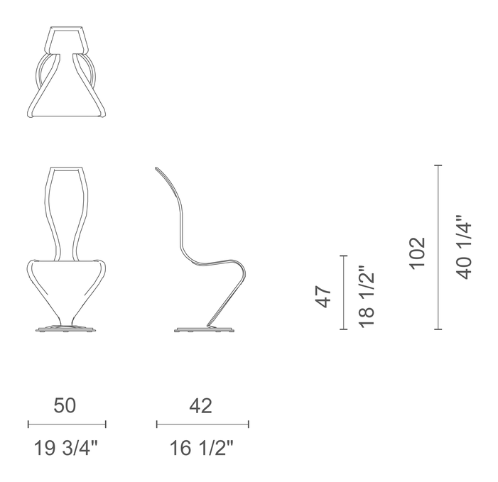 S-Chair by Cappellini, size drawing: TD_1T
