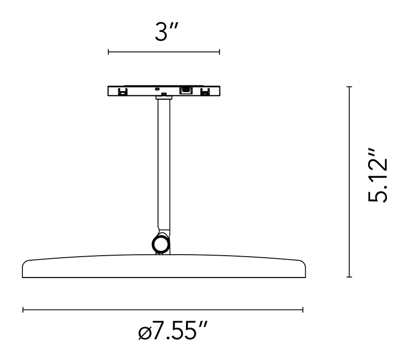 Atom 200 Light Module, Zero Track Pro by Flos, size drawing 2