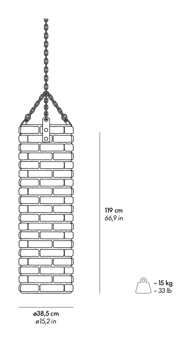 Punch a Wall Punching Bag by Gufram, size drawing