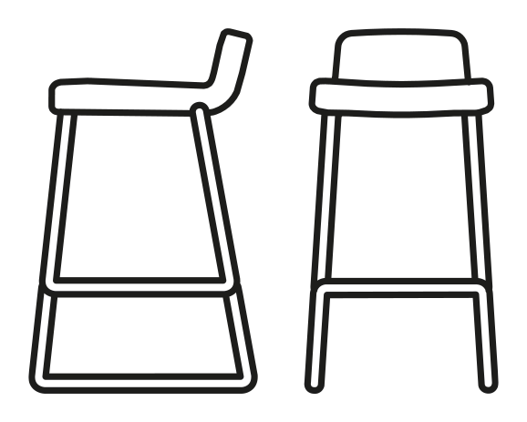 Riley Counter Stool, Sled Base by Connubia, size drawing