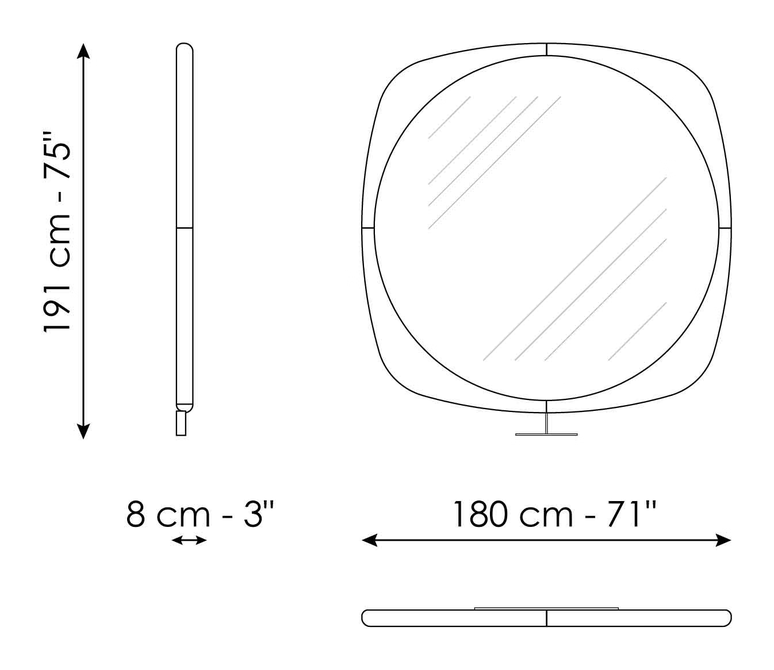 Mistral Mirror by Bonaldo, size drawing