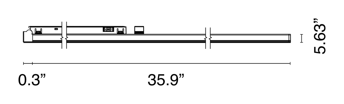 Light Stripe Recessed Module by Flos, size drawing: Light Stripe 900 Recessed Profile