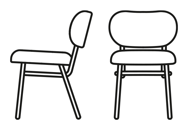 Pad Chair by Connubia, size drawing