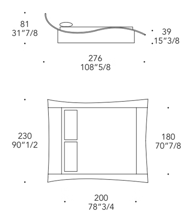 Butterfly Letto Bed by Reflex, size drawing